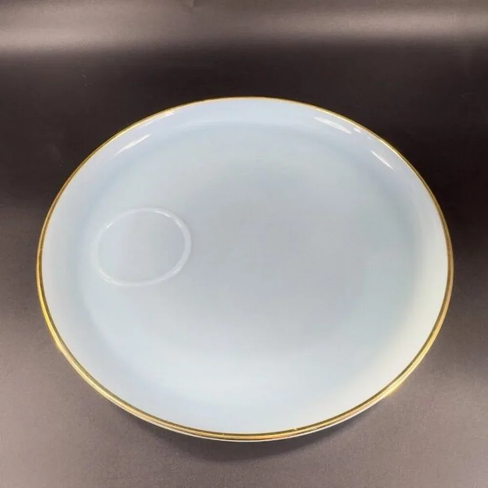 Vintage Anchor Hocking Fire King Blue Turquoise Lunch‎ Snack Plate and Cup Set